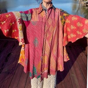 Jaded Gypsy one of a kind Kantha Duster with BIG FLOWY Sleeves MSRP: $217